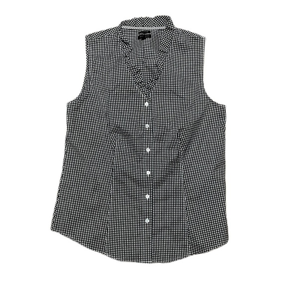 Talbots women’s Sleeveless Ruffle-Trim Gingham Top button down blouse - Picture 3 of 9